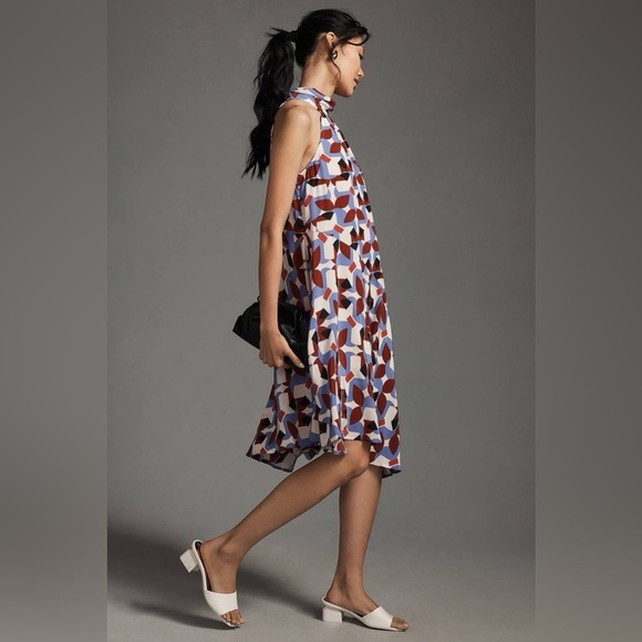 By Anthropologie Silk Halter Midi Dress size XXS new - Picture 3 of 4
